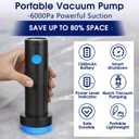 6.0Kpa Cordless Electric Vacuum Pump for Storage Bags, USB Rechargeable Portable Vacuum Sealer for Travel Air Pump Compression Bag Pumps for Clothes Blankets Bedding, Blue Black (No bags)