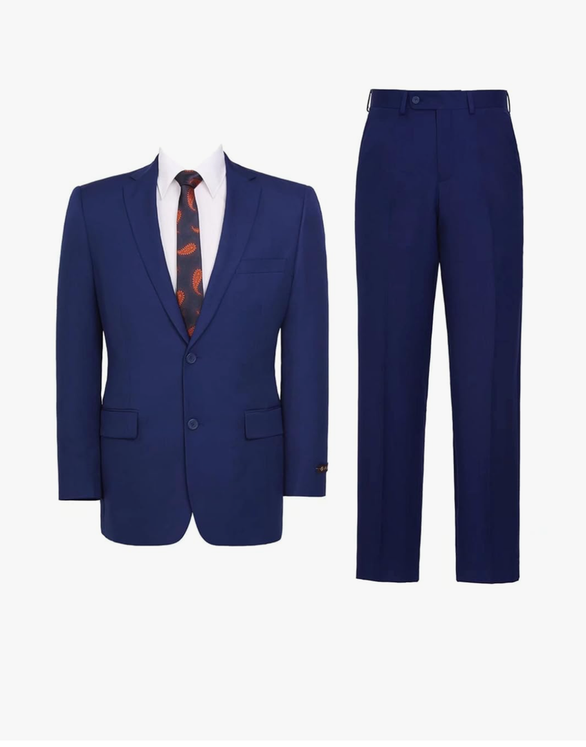 Men's Suit 2 Piece Classic Fit Elegant 2 Buttons Solid Jacket Blazer & Pants Set for Business Wedding Daily, Size 50L 44W