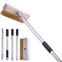 Pizza Oven Brush, Grill Brush, Wire Brushes, with Scraper and 4 Sections of Detachable Long Rod Design for Commercial Cleaning, Kitchens, Restaurants, BBQ Shelf Or Any Grill