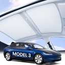 Zanch 2025 Tesla Model 3 Sunshade Roof [No-Sag, Heat Insulation] No Gaps Foldable Roof Glass Sun Shade for for Tesla Model 3 2020~2026 Highland Accessories (Grey)