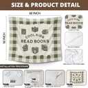 XLDLIOO Cool Kids Read Books Wall Tapestry, Vintage Classroom Wall Tapestry Hanging, Green Buffalo Checkered Tapestries Decor Art for Kids Reading Room Corner Nook Library Classroom, 50x60in