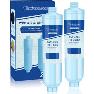 Garden Hose Filter for Filling Hot Tub, Pool, Spa, Greatly Reduces Sediment, Chlorine, Heavy Metals and Odors, Standard 3/4" Garden Hose Thread (2 pack)