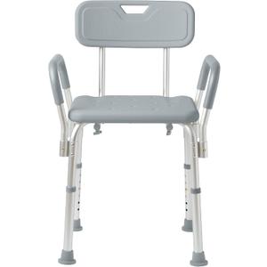 Medline Shower Chair with Backrest and Padded Armrests - 350 lb. capacity, Bath Bench, Seat, Stool for Independent Adult, Seniors, Elderly & Disabled Patients
