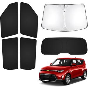 T TGBROS Windshield Sun Shade for Kia Soul 2020-2025 2026 Car Window Shades Thicken UV Block and Blackout Privacy Foldable Sunshades 6PCS Accessories Keep Cool Sun Visor Covers