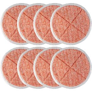 BlueStars 8 Pack Spinwave Replacement Mop Pads Compatible with Bissell Spinwave 2124 2039A 2039 2307 23157 20391 20399 Hard Floor Mop Cleaners - 8 Heavy Scrub Pads (Orange) - Washable & Reusable