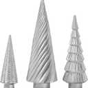 DN DECONATION Silver Christmas Tree Figurines Set of 3, Table Top Xmas Tree Decor with Glitter, Modern Pine & Swirl Design, Resin Christmas Trees for Mantel, Desk, Fireplace,Holiday Centerpiece
