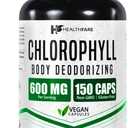 Healthfare Chlorophyll Capsules 600mg | Internal Deodorant & Body Odor Support | 150 Veg Pills for Women & Men | Premium Plant-Based Supplement | Vegan, Non-GMO, Gluten-Free | Made in USA