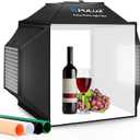 Light Box, PULUZ 16"x16" Studio Light Box with 480pcs LEDs Lights 4 Color PVC Photography backdrops Shooting Tent for Jewelry and Product Portable Lightbox Picture Box for Photography (Upgrade)