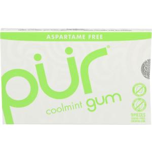 PUR 100% Xylitol Chewing Gum, Coolmint, Sugar-Free + Aspartame Free, Vegan + non GMO, 9 Count (Pack of 12) (EXP 11/12/26)
