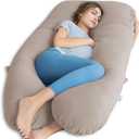 QUEEN ROSE Pregnancy Pillow, U Shaped Full Body Pillows for Sleeping Support, 55 Inch Maternity Pillow for Pregnant Women, Nomad