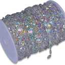 99FT DIY Garland Diamond Acrylic Crystal Beads Strand Shimmer Wedding Decorations Party Decoration Crafting Projects (Iridescent)