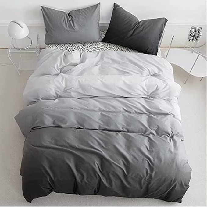 Houseri Queen Size Comforter Set, Gradient Gray and White Bedding Comforter Sets Queen for Women Men Teens Aesthetic Light and Dark Grey Soft Comfy Lightweight Bed Comforter Queen Quilt Blankets