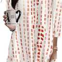 Poetsky Womens Tunic Tops for Leggings with Pockets Vneck 3/4 Length Sleeve Shirt Casual Long T-Shirts S-3XL (L)