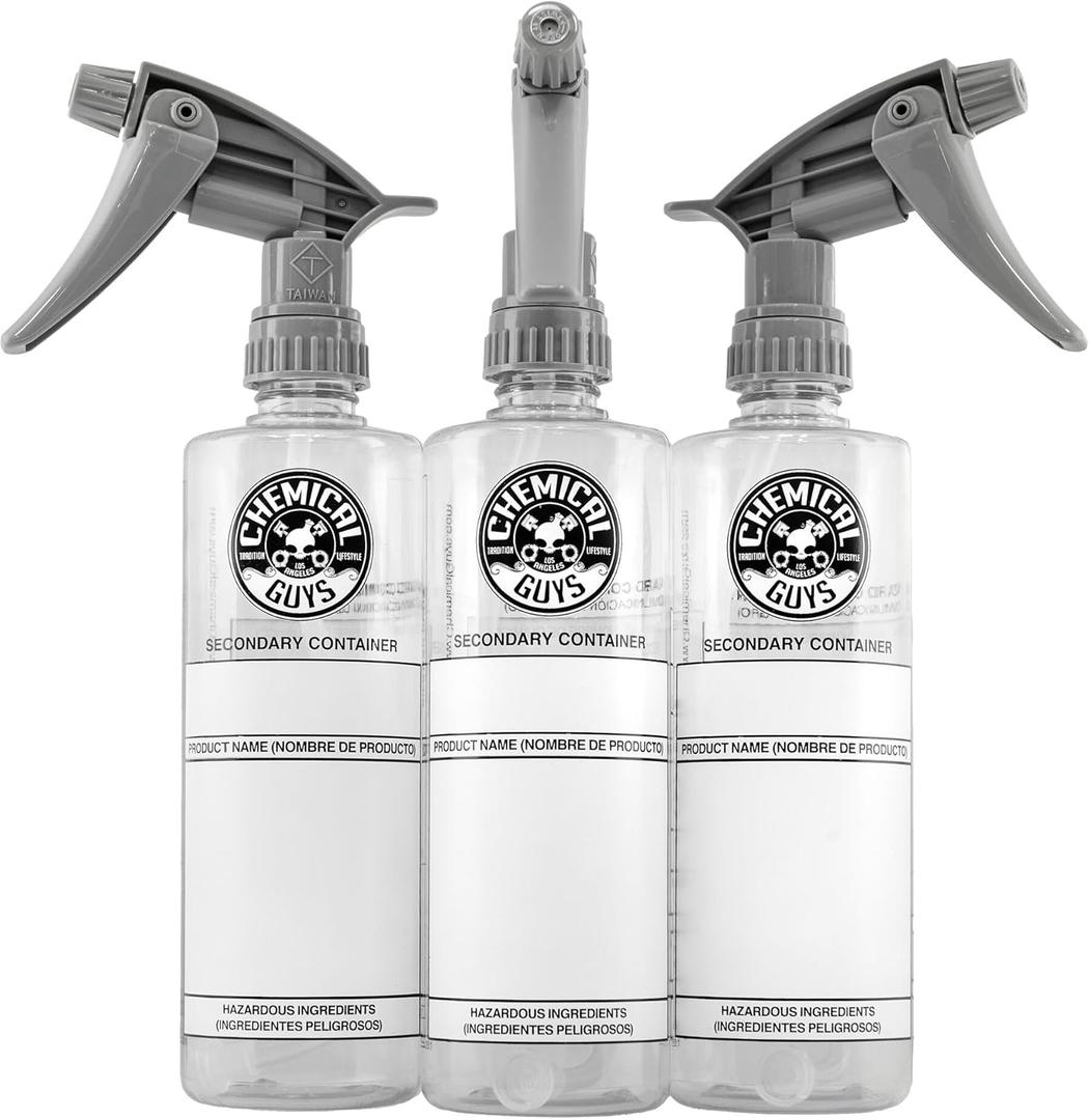 Chemical Guys ACC138 Secondary Container Dilution Bottle with Heavy Duty Sprayer, 16 oz, 3 Pack