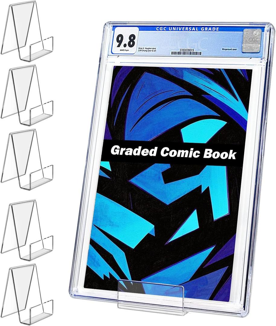 Graded Comic Book Display Stands, Clear Acrylic Comic Book Display Shelves - 6 Pack