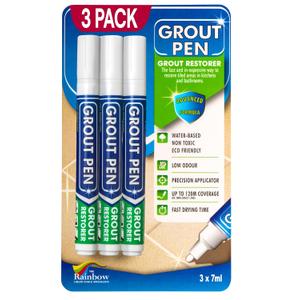 Grout Pen White Tile Grout Paint: Waterproof Grout Paint Pen, Whitener and Grout Sealer Marker for Cleaner Looking Grout Lines - White, Narrow 5mm Tip (7mL) - 3 Pack