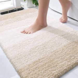 OLANLY Bathroom Rugs Mat 34x21, Extra Soft Absorbent Microfiber Bath Rugs, Rubber Backing, Quick Dry, Machine Washable Bath Mats for Bathroom Floor, Tub and Shower, Home Decor Accessories, Light Beige