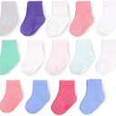 Fruit of the Loom Baby & Toddler Grow & Fit Flex Zones Cotton Stretch Socks - Unisex, Girls, Boys (12-24 Months, Pink)