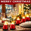 6 Pcs Red Christmas Tealight Candle Holder Christmas Dinner Table Decorations Ball Candlestick Holder with Bow and Wreath for Party Indoor Decorations