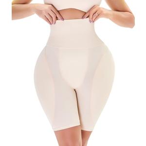 POP CLOSETS Padded Underwear for Women Hip Enhancer Shapewear Shorts Tummy Control Panties Butt Pads for Bigger Butt (Large, Beige)