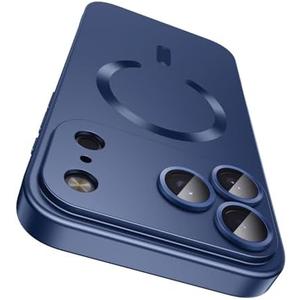 LEKEVO Magnetic for iPhone 17 Pro Case [Compatible with MagSafe][Built-in Camera Lens Protector] Slim Thin Soft Silicone Bumper Shockproof Metallic Luster Phone Case (Blue)