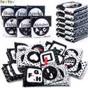 teytoy My First Soft Book, 6 PCS Nontoxic Fabric Cloth Activity Crinkle Black and White Books for Infants Boys and Girls Early Educational Toys Perfect for Baby Shower