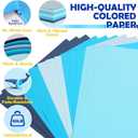 100 Sheets 8.5" x 11" Colored Cardstock, 5 Assorted Blue Shades of 180GSM/65LB Construction Paper, Blue Cardstock Printer Paper Card Making, DIY Crafts, School Supplies, Party Decorations