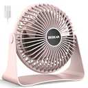 BESKAR USB Small Desk Fan, Portable Fans with 3 Speeds Strong Airflow, Quiet Operation and 360Rotate, Personal Table Fan for Home,Office, Bedroom - 3.9 Ft Cord (Pink)