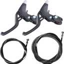 Lomodo 4 Pieces Bicycle Brake Accessories Including 2 Pack V-Brake Handlebar Aluminium Alloy Brake Levers (2.2 cm in Diameter) and 2 Pack Brake Wire for Mountain/Road/MTB Bike (Black)