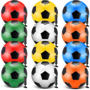 12 Pack Operation Christmas Bulk Items Soccer Ball with Pump Needles, Official Size 3/4/5 Soccer Ball Deflated Gift for Christian Charity Donation Training Practice (Multicolor)