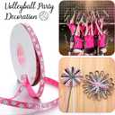 Poen 3 Rolls 75 Yards Volleyball Ribbon 3/8-inch Pink Black White Cheer Ribbon Volleyball Party Decor Supplies Sports Favors for Team Hair Bows Wreath Lanyards Gift Wrapping(Black, White, Pink)