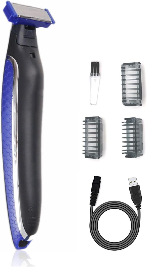 Men's Multi-Function Rechargeable Shaver for Pubic Grooming, Trim & Shave, Hybrid Electric Trimmer and Shaver with Rechargeable Battery