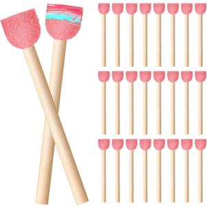 40 Pieces Round Sponge Paint Brush, 0.6 Inch Round Sponge Foam Brush Set Painting Tools for Acrylic Painting and Face Paintbrush Arts and DIY Crafts, Pink
