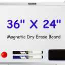 M&G Dry Erase Board Magnetic White Board for Wall, 36 x 24 Whiteboard with 2 Markers & 2 Magnets & 1 Eraser, Hanging Whiteboard with Silver Frame for Planning, Drawing, to Do List, Office School Use (36" X 24")