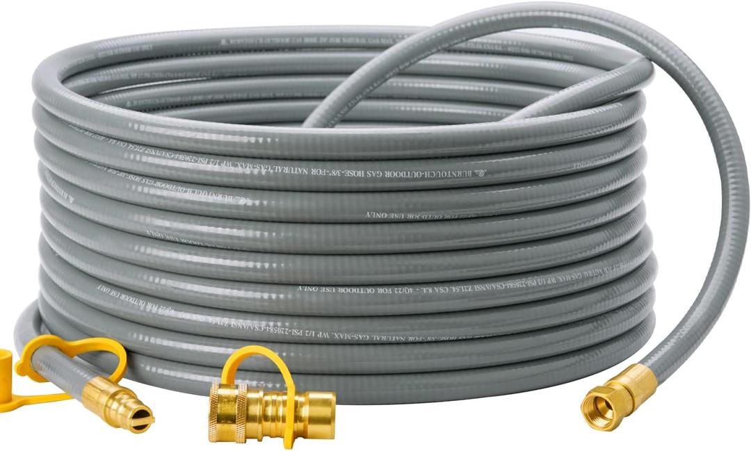 40 Feet 3/8 inch ID Natural Gas Grill Hose with Quick Connect Fittings, Natural Gas Line for Grill, Pizza Oven, Heater and More Low Pressure Appliance