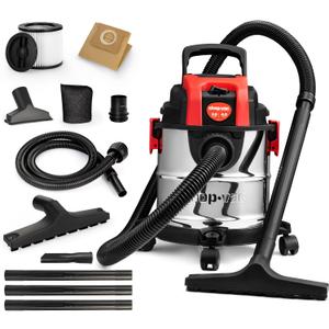 Shop-Vac 3 Gallon 4.0 HP Wet/Dry Vacuum with Blower Function, Stainless Steel Tank, Portable Shop Vacuum with Wheels, Includes Filters, Hose & Accessories, Ideal for Garage and Workshop