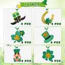2 x Mega-L St Patricks Day Necklaces, 18Pcs Green Gold Clover St Patricks Beads Accessories, Irish Bead Shamrock Necklaces, 6 Style Glitter Pendants for Parade Irish St Patricks Day Themed Party Favor