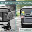 Stroller Caddy with Cup Holder Universal Waterproof Stroller Organizer with Cup Holder for Instant Access & Hands-Free Convenience, Ideal for Travel, Daily Walks & Car Use, for Busy Parents.