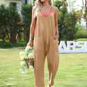 TARSE Women's Sleeveless Jumpsuits V Neck Harem Overalls Causal Adjustable Straps Stretchy Comfy Romper with Pockets 2025 (Brown, M)