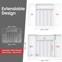 Aujen Silverware Organizer - Expandable Kitchen Drawer Organizer, Adjustable Utensil Organizer, Cutlery Tray for Forks, Knives, Multipurpose Kitchen Organizers and Storage Solution, White, Large