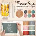 Fumete 6 Sets Teacher Appreciation Gifts for Women Bulk Floral Makeup Bag Inspirational Glass Cup with Bamboo Lid Mini Compact Mirror Thank You Gifts for Teacher Educators Mentors Team