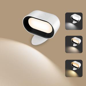 Amouhom LED Wall Sconce with Remote Touch Control Wall Mounted Night Light 5 Brightness Levels &7 Colors with 2500 mAh Battery 360 Rotating Bedside Lamp for Bedroom Living Room (B02-white)
