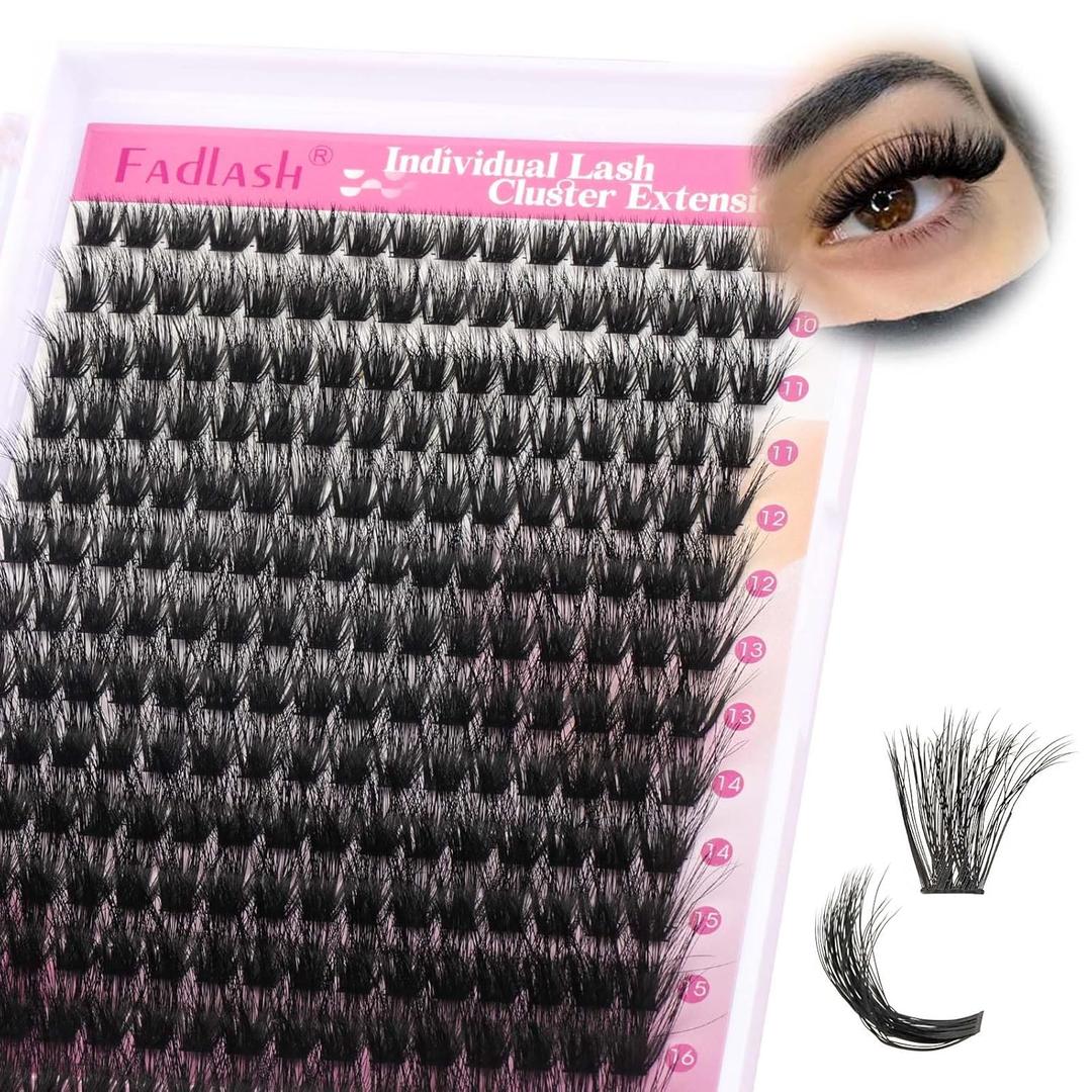 FADLASH Lash Clusters 100D Thick Eyelash Clusters Volume Cluster EyelashExtensions 8-16mm Individual Lashes C Curl Lash Extension Clusters 3D Effect (100D-0.07-C,8-16mm)
