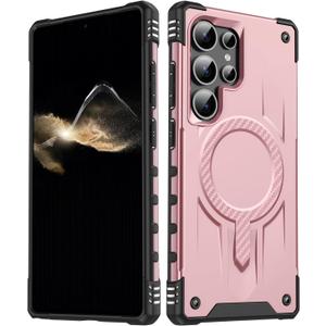 for Samsung Galxy S25 Ultra Case.Hard Phone Cover with Strong Magnetic Heavy Duty Protection.Reinforcement of The Four Corners.Anti-Slip Anti-Fingerprint (Rose Gold, S25 Ultra)