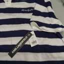 Karl Lagerfeld Men's Collared Striped Knit Short Sleeve Polo (Blue, XXL)