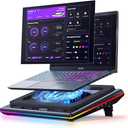 llano V12 Ultra Laptop Cooling Pad with Smart Software Control Laptop Fan
Laptop Stand RGB, 5.5" Turbo Fan, Adjustable Speed, 3-Port USB 3.0 Hub, 3 Height Stands, for 15.6"-19" Gaming Laptops, Black