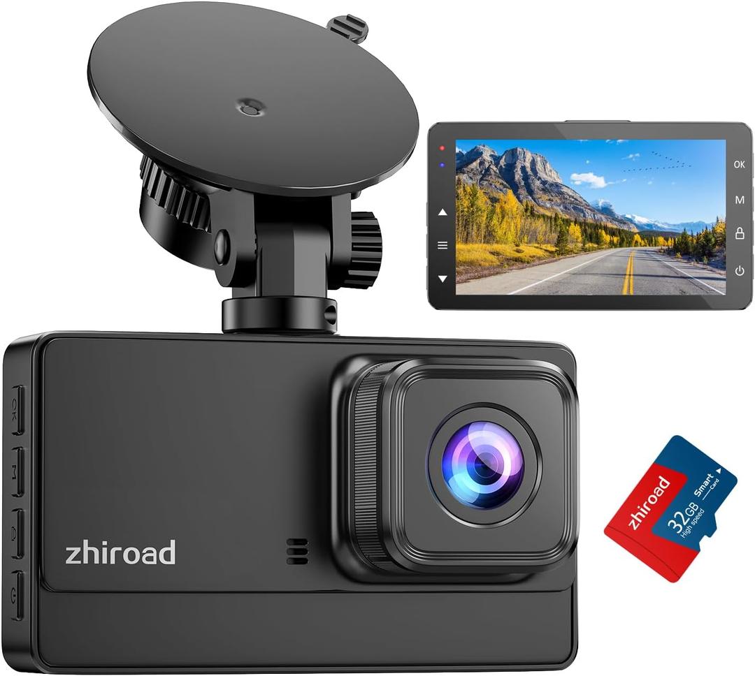 Dash Cam 1080P FHD Front Dash Camera for Cars, Dashcam with 176Wide Angle, Night Vision, Parking Monitor, Loop Recording, G-Sensor,32G SD Card, Type C