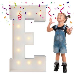 3FT Marquee Light Up Letters - Large Mosaic Balloon Arch Kit E for Engagement, Wedding, Birthday Party Backdrop Decor