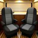 2Pcs RV Seat Covers for Captain Chair with Arm Rest Covers, Comfort-Fit Stretchable Design for Class A Motorhomes, Durable Side Storage Pockets & Easy Installation - Gray