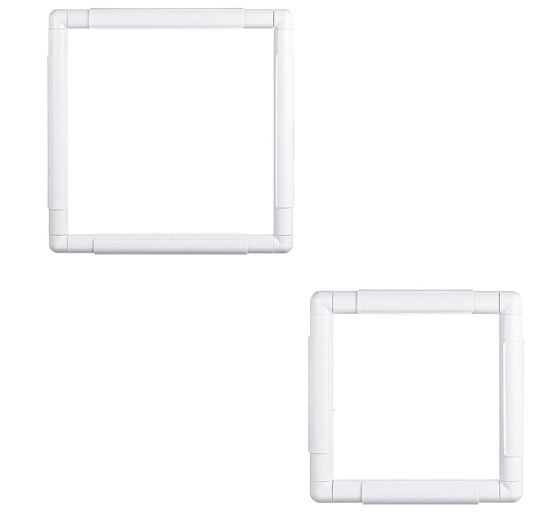 Janinka Embroidery Hoop 2 Pcs Cross Stitch Hoops and Frames White Rectangular Cross Stitch Embroidery Snap Frame DIY Sewing Tool for Quilting Silk-Painting (White)